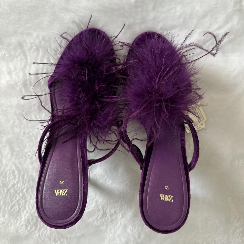 ZARA Purple velvet high heels